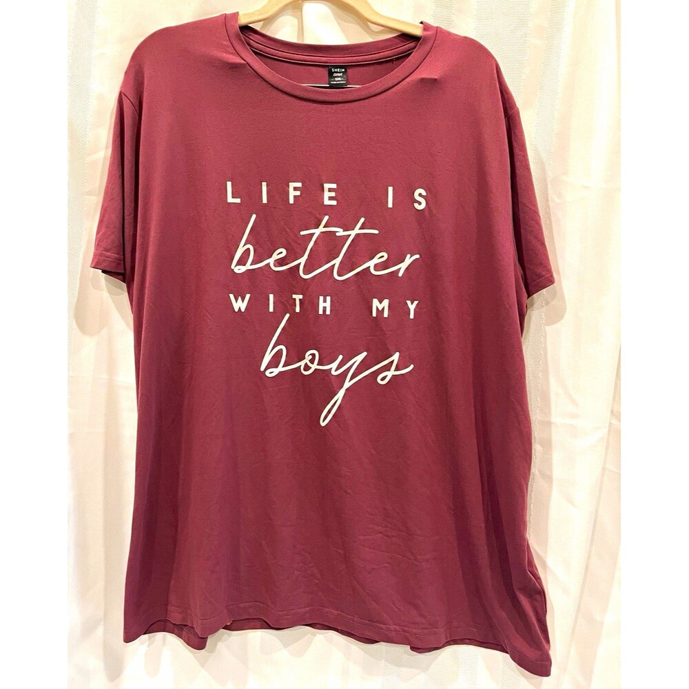 SHEIN Curve Women’s Plus 1XL Purple Graphic Quote Crew Neck T-Shirt